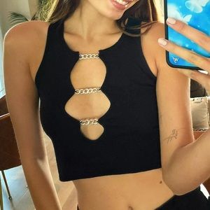 SOLD - Cage Chain Knit Crop Top